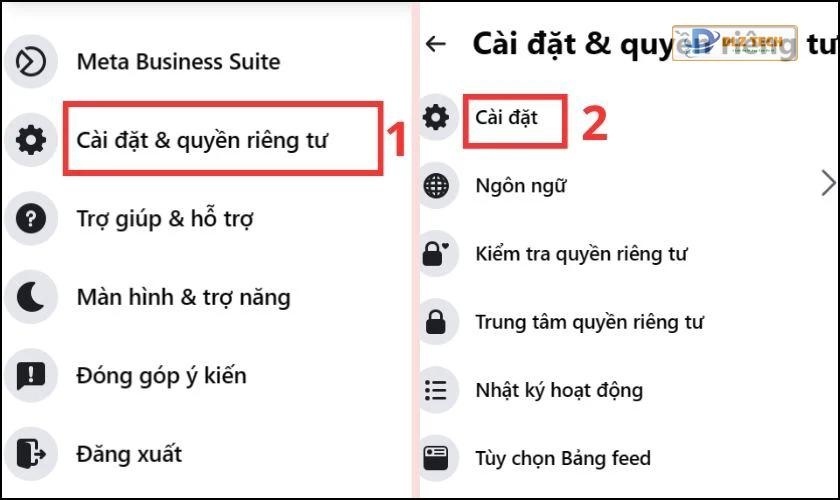 Vào cài đặt và quyền riêng tư , chọn Cài đặt quyền riêng tư