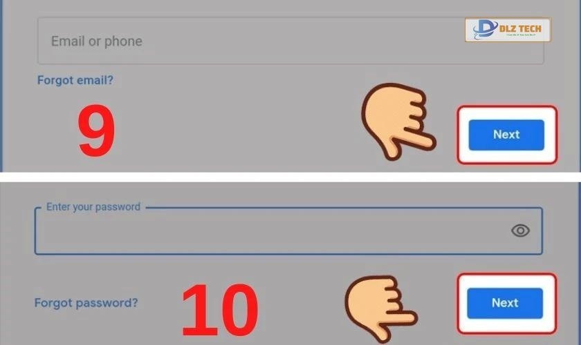 Nhập password của email và chọn Next