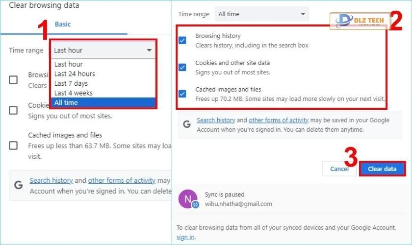 Clear data Chrome để khắc phục tình trạng ổ C Win 11 bị đầy