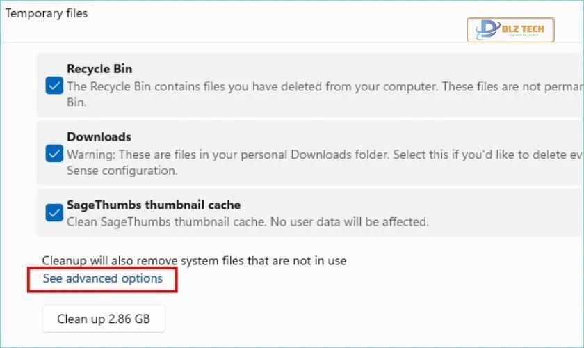 Chọn vào See advanced options