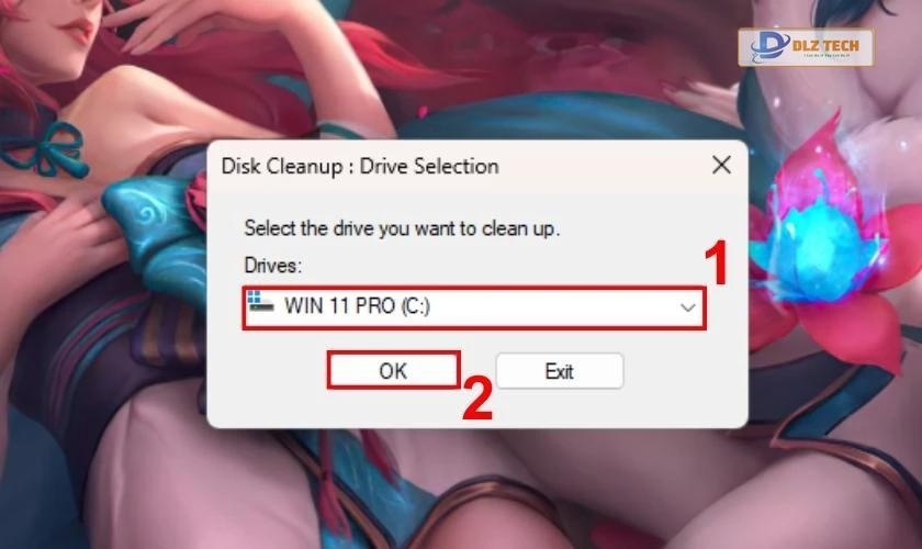 Chọn ổ đĩa C lần nữa và chọn OK