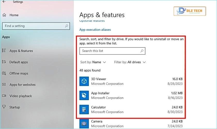 Cuộn xuống danh sách ứng dụng và tìm phần mềm bạn muốn gỡ cài đặt