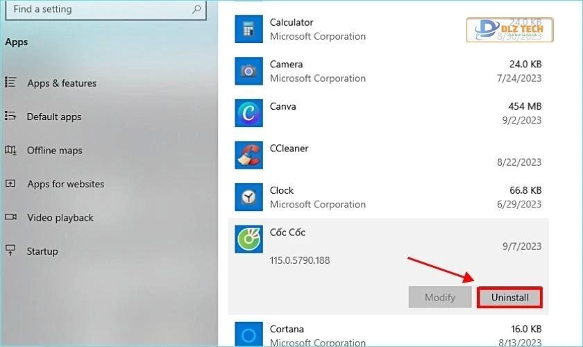 Gỡ cài đặt phần mềm để khắc phục ổ đĩa C Win 11 bị đầy