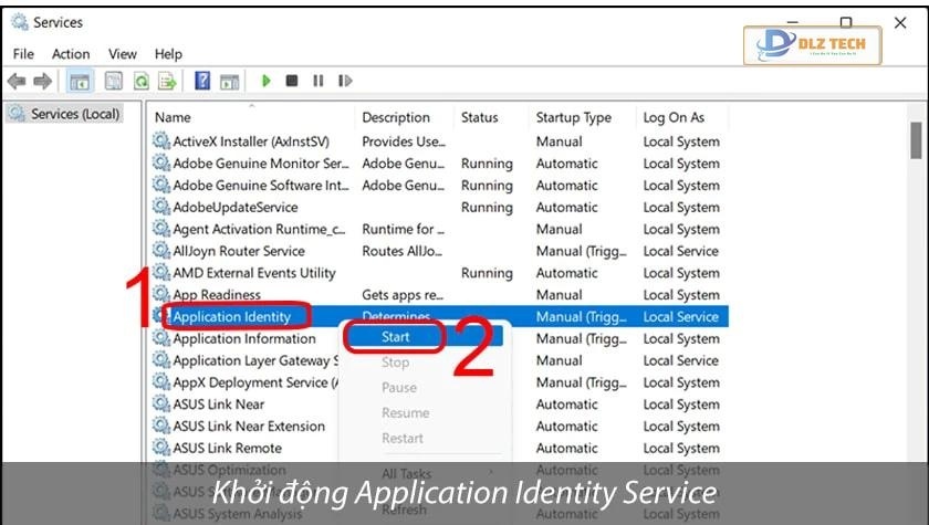 Khởi động Application Identity Service