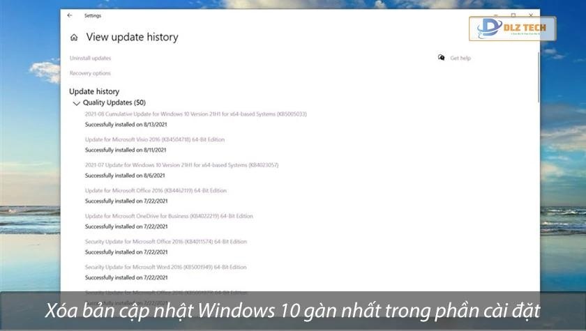 Xóa bản cập nhật Windows
