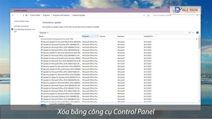 xóa bản cập nhật