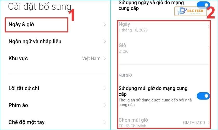 Điều chỉnh múi giờ, thời gian và ngày tháng chính xác ở thời điểm hiện tại