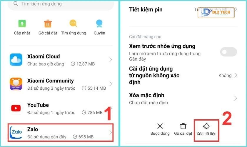 Nhấn vào Xóa dữ liệu