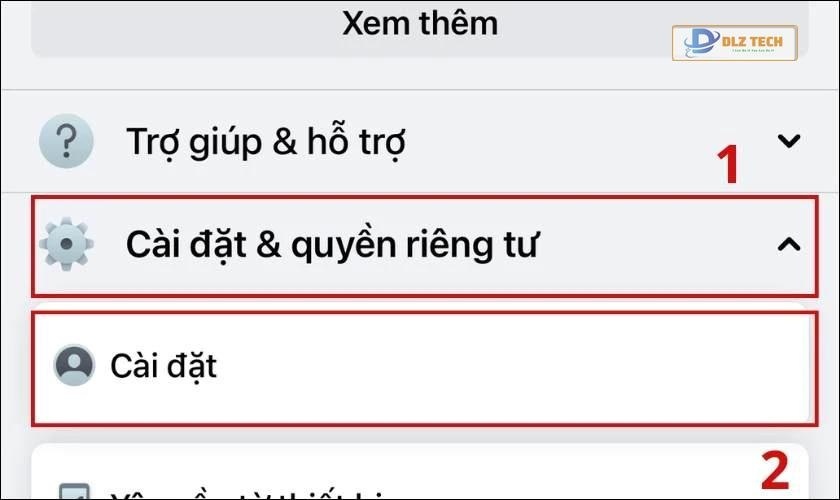 Chọn mục Cài đặt & quyền riêng tư và nhấn vào Cài đặt