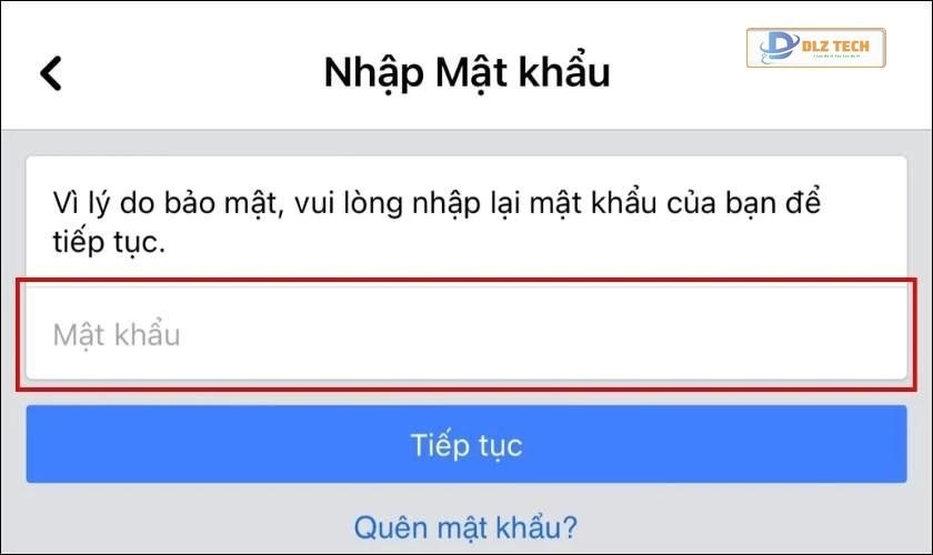 Nhập mật khẩu và nhấn chọn Tiếp tục