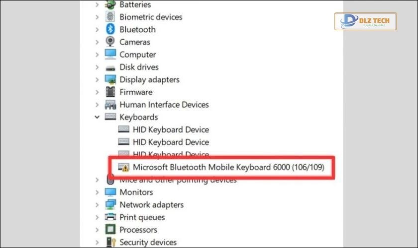 Mở khóa bàn phím tại mục Device 