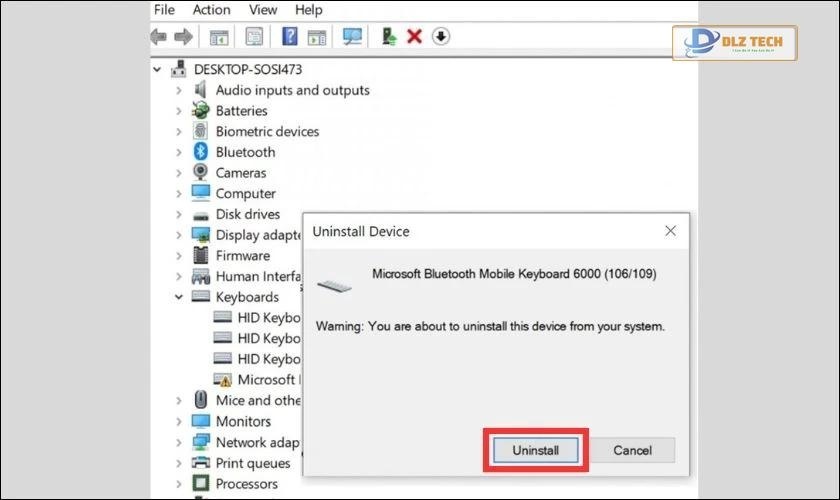 Tiến hành mở lại bàn phím sau khi khóa 