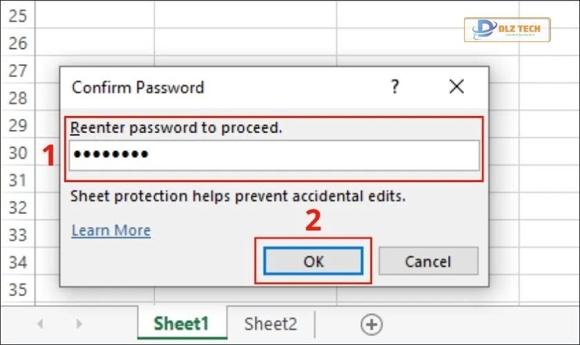 Nhập mật khẩu lần nữa và nhấn ok để xóa
