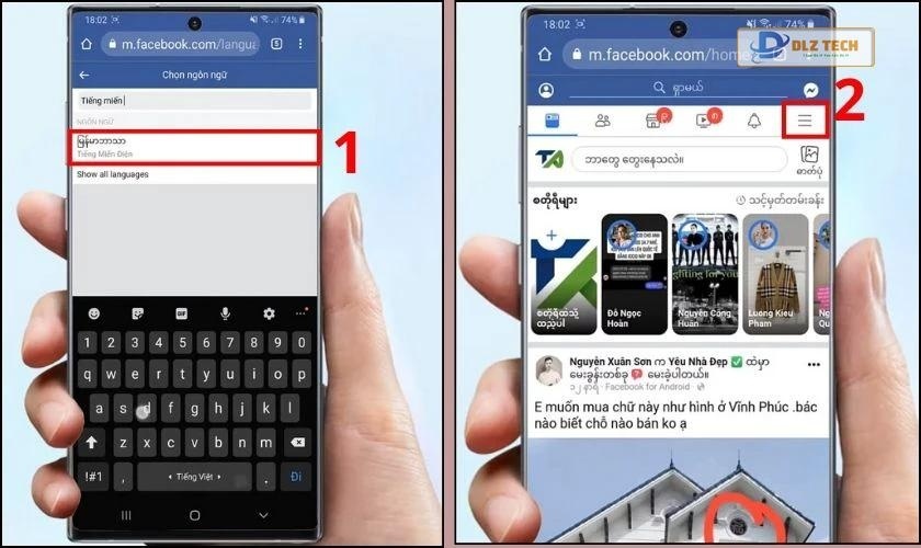Tìm và chọn tiếng Miến Điện