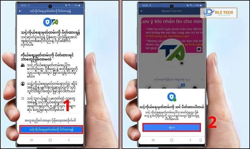 Chọn vào ô màu xanh ở cuối màn hình