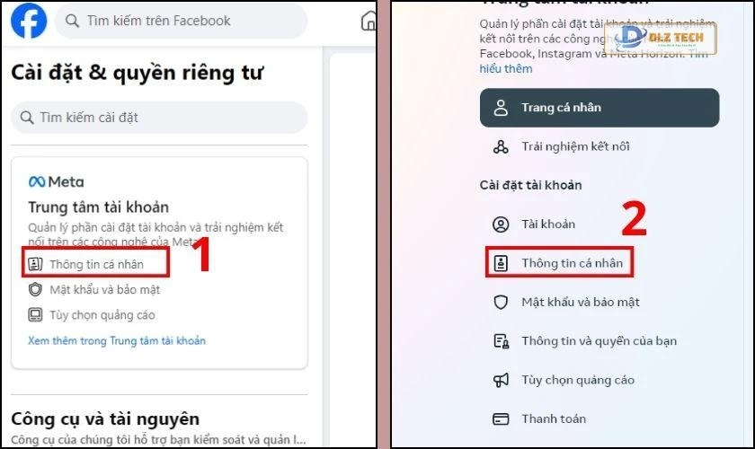 Chọn Thông tin cá nhân
