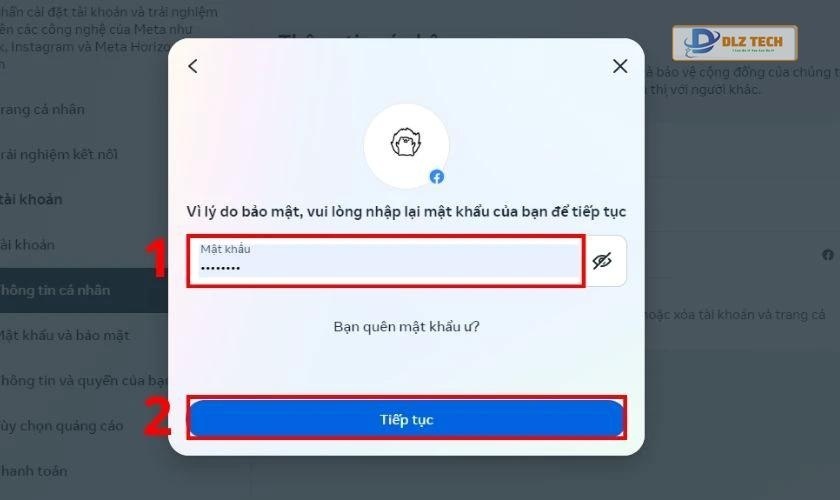 Nhập mật khẩu sau đó chọn Tiếp tục