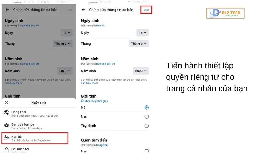 Thay đổi cài đặt riêng tư trên tài khoản cá nhân