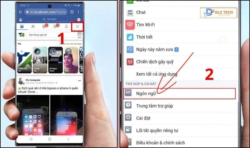 Khóa trang cá nhân trên Facebook bằng cách thay đổi ngôn ngữ