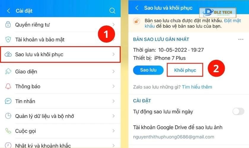 Sao lưu và khôi phục ảnh đã xóa trên Zalo iPhone