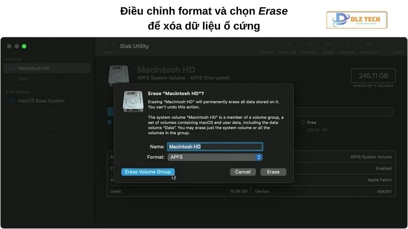 Định dạng lại ổ đĩa trong Disk Utility