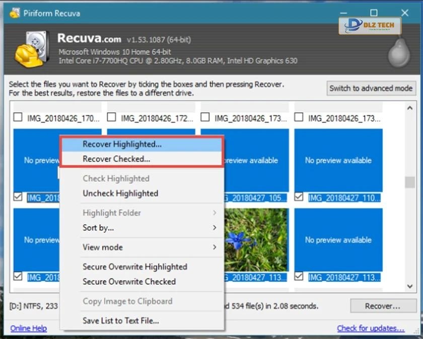 Khôi phục file đã xóa bằng phần mềm Recuva