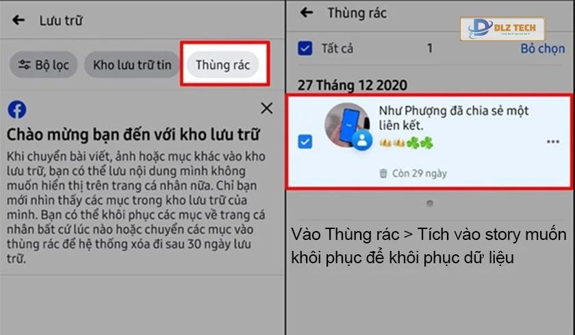 Cách khôi phục story đã xóa trên Facebook bằng điện thoại