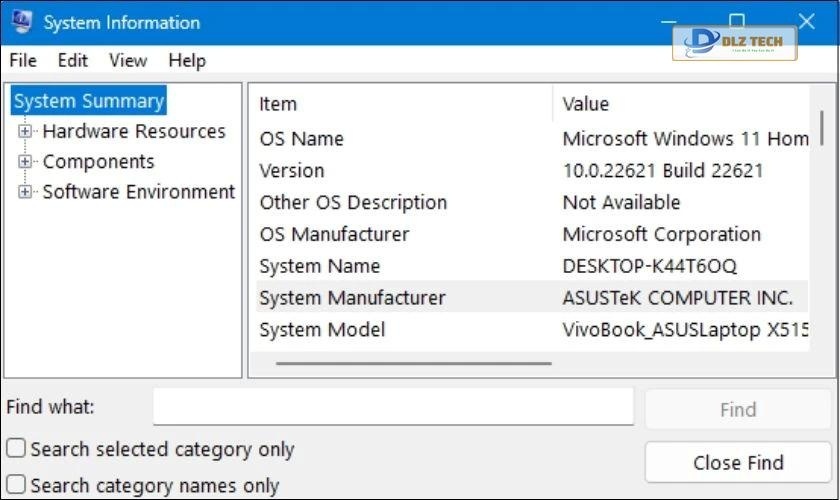 Xem các thông tin của máy tại cửa sổ System Information