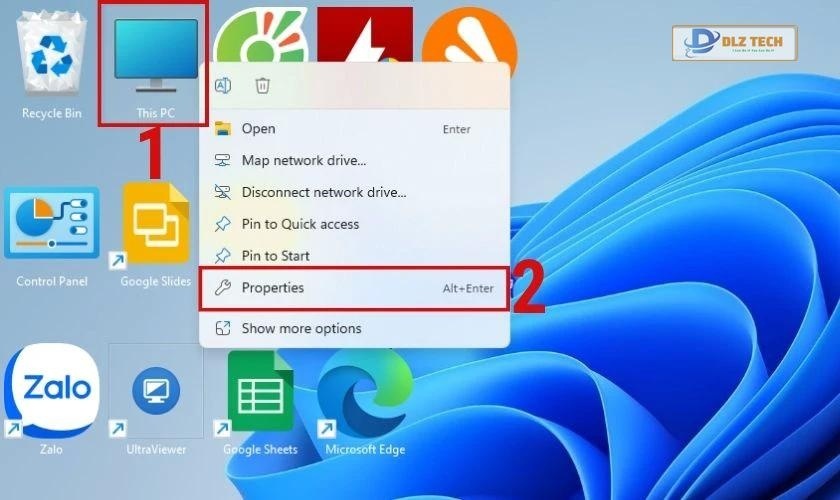 Nhấn chuột phải tại mục This PC và chọn Properties
