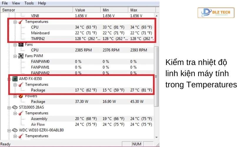 Kiểm tra nhiệt độ laptop bằng HWMonitor