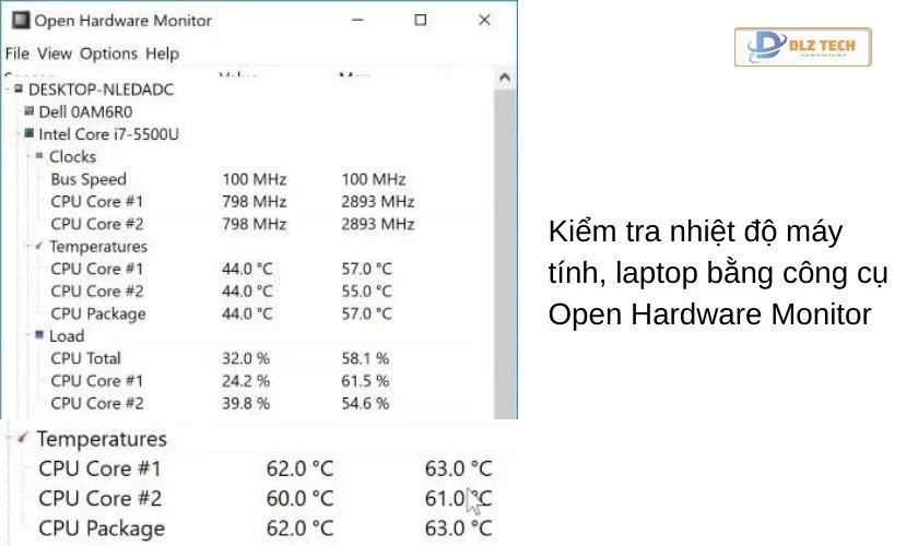 Kiểm tra nhiệt độ laptop bằng Open Hardware Monitor