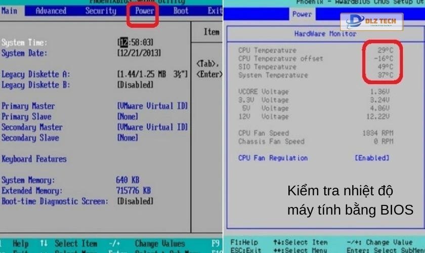 Đo nhiệt độ laptop trong BIOS