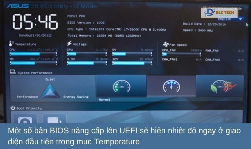 Kiểm tra nhiệt độ laptop trong BIOS