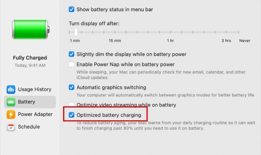 Tối ưu hóa sạc pin Macbook