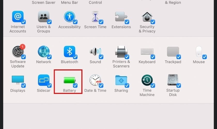 Chọn Battery để tiết kiệm pin