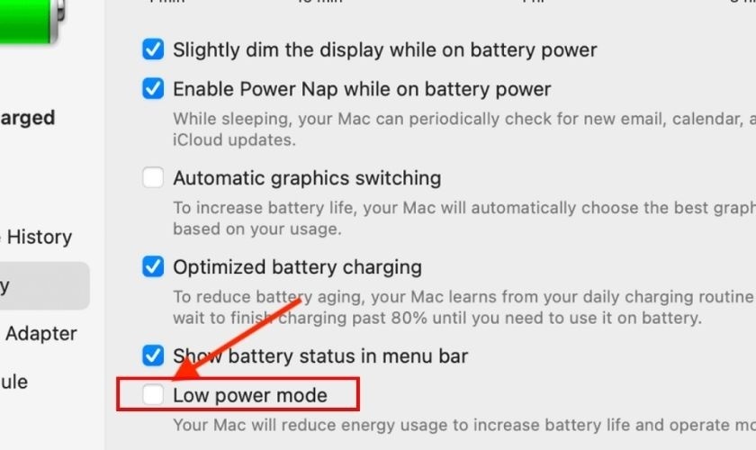 Bật Low Power Mode
