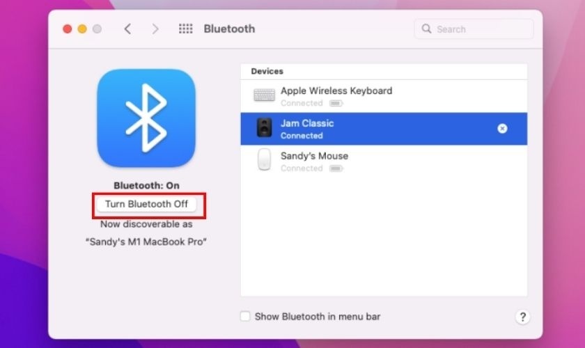 Xóa tắt Bluetooth