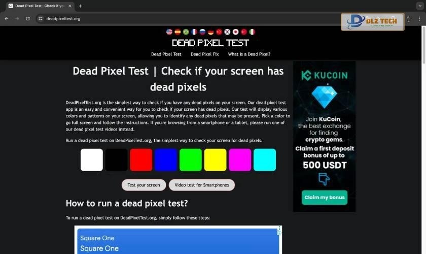Kiểm tra bằng phần mềm Dead Pixel Locator