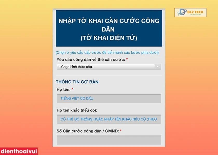 tờ khai cccd