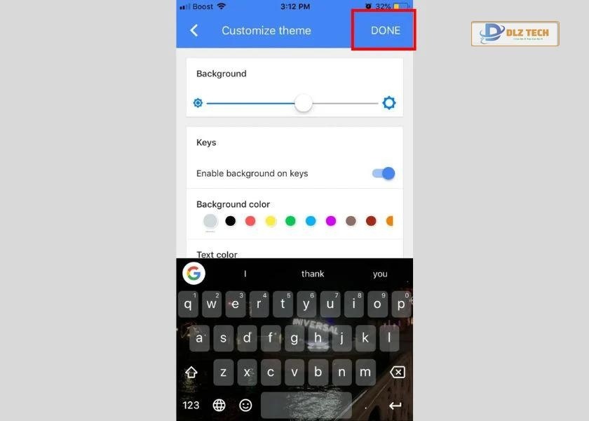 hoàn tất cài đặt hình nền bàn phím mới trên iphone