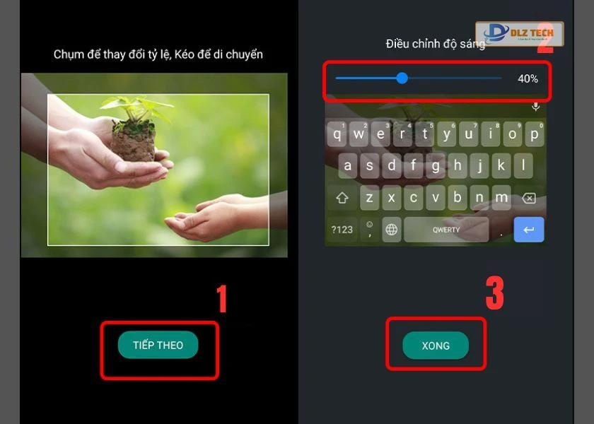 điều chỉnh độ sáng bức ảnh và nhấn xong