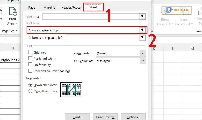 Cách lặp lại dòng tiêu đề bảng