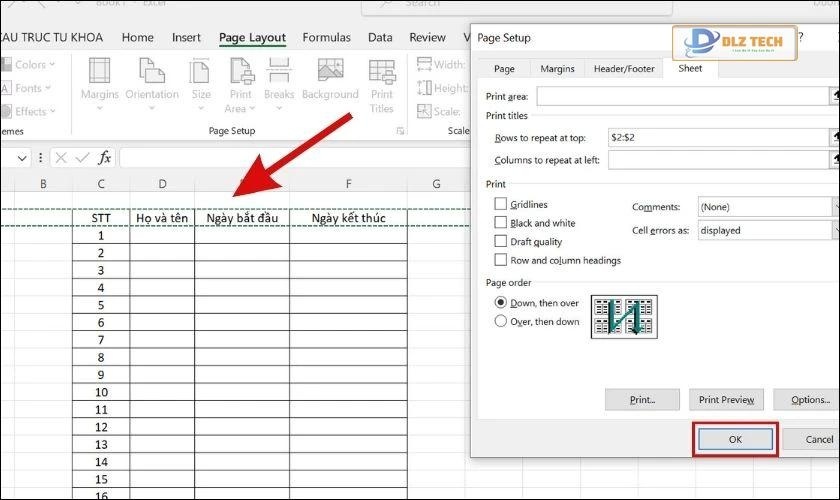 Chọn vào dòng muốn lặp