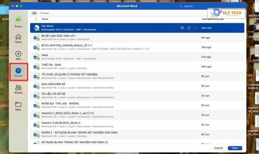 Cách lấy lại file Word chưa lưu trên Macbook
