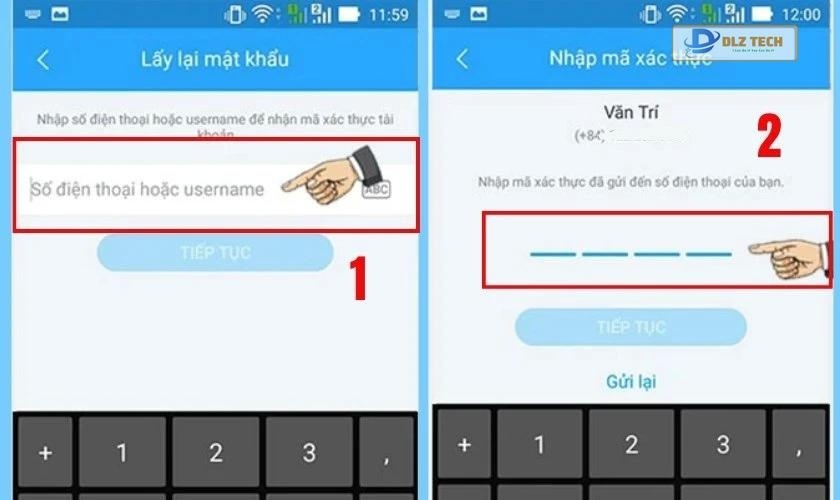 Nhập số điện thoại hoặc tên đăng nhập theo yêu cầu