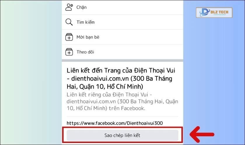 Nhấn vào Sao chép liên kết