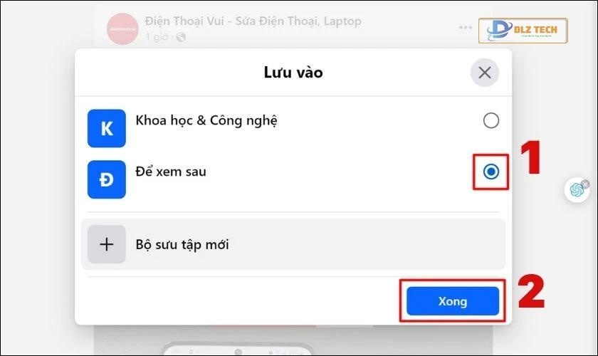 Chọn vào nơi muốn lưu và ấn nút Xong