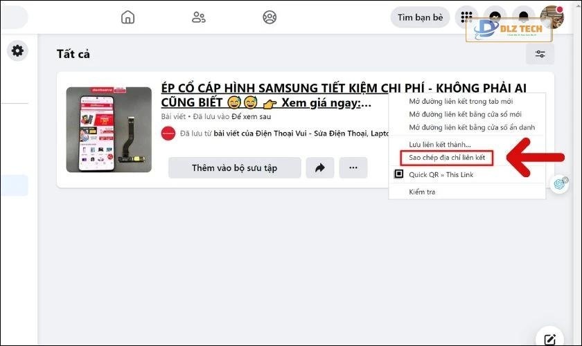 Chọn Sao chép địa chỉ liên kết