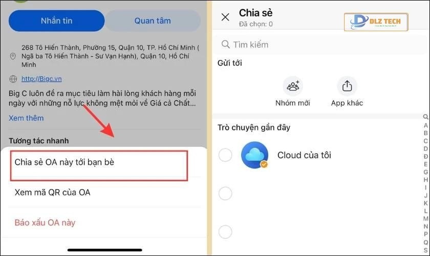Chia sẻ OA này tới bạn bè