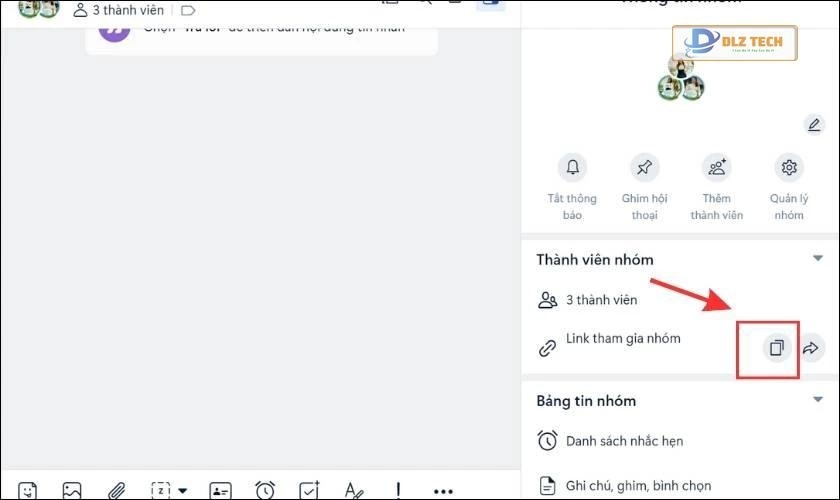 Tìm mục Link tham gia nhóm trên máy tính